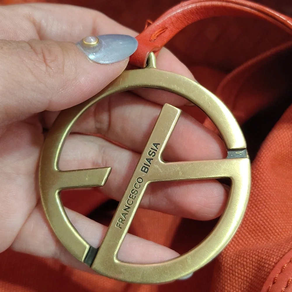 Francesco Biasia Red Woven Leather Tote Bag - Picture 12 of 12